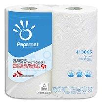 PAQUET DE 2 ESSUIE-TOUT 2 PLIS PURE CELLULOSE, 48 FORMATS L11,80 MÈTRES COLORIS BLANC - LOT DE 9