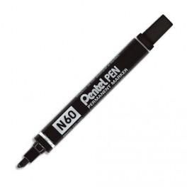 PENTEL MARQUEUR PERMANENT POINTE BISEAU CORPS MÉTAL ENCRE NOIRE INDÉLÉBILE N60