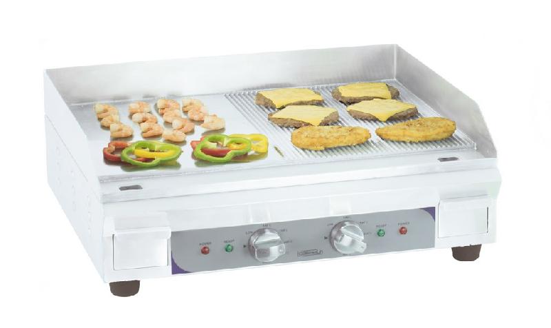 Plaque à snacker électrique lisse et rainurée acier massif avec 3,6 kw - PCPASGMRLP_0