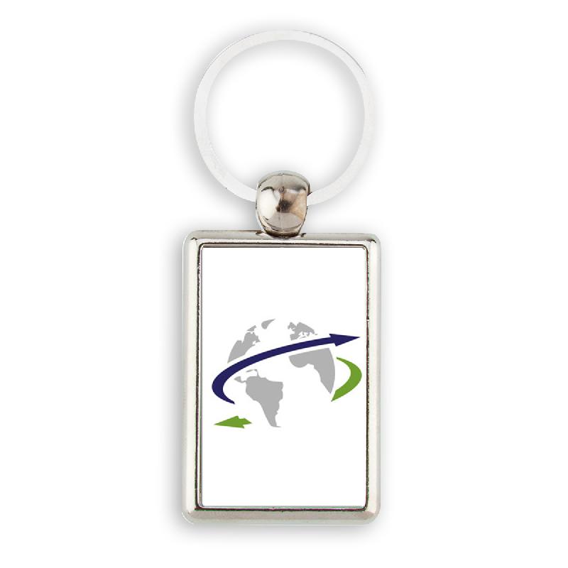 Porte-clés publicitaire rectangulaire en métal 40x25 mm - Personnalisable recto verso_0