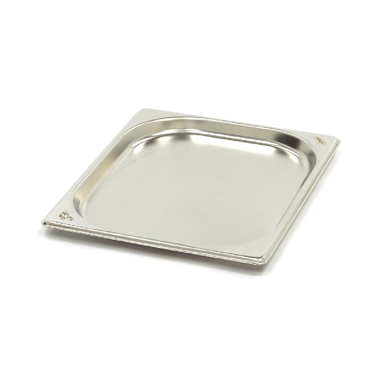 Récipient gastronorm 1/2 GN - profondeur 2 cm - acier inoxydable - norme européenne sécurité alimentaire_0