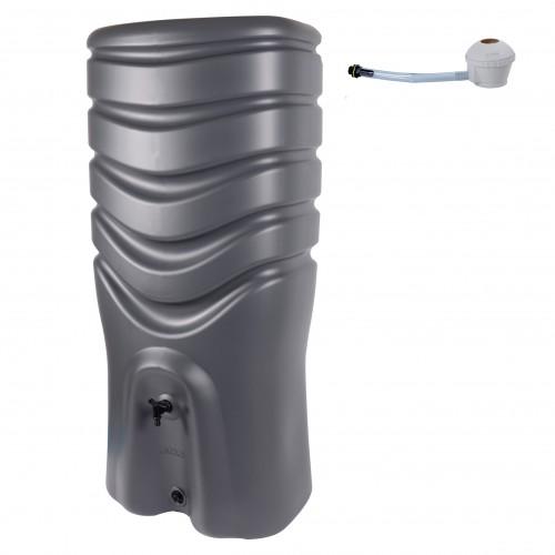 RÉCUPÉRATEUR D'EAU GRIS ANTHRACITE + KIT COLLECTEUR - 350 LITRES - RECUP'O GRIS ANTHRACITE EDA PLASTIQUES