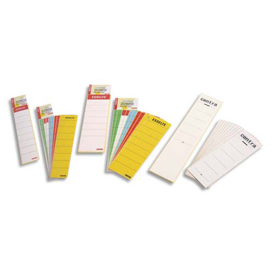 ETIQUETTES ADHESIVES ESSELTE - POUR CLASSEUR - A LEVIER A DOS ETROIT - COLORIS BLANC - SACHET DE 10