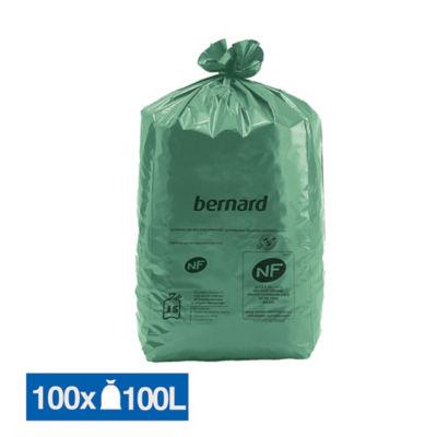 Sacs poubelle déchets lourds Bernard Green NF verts 100 L, lot de 100_0
