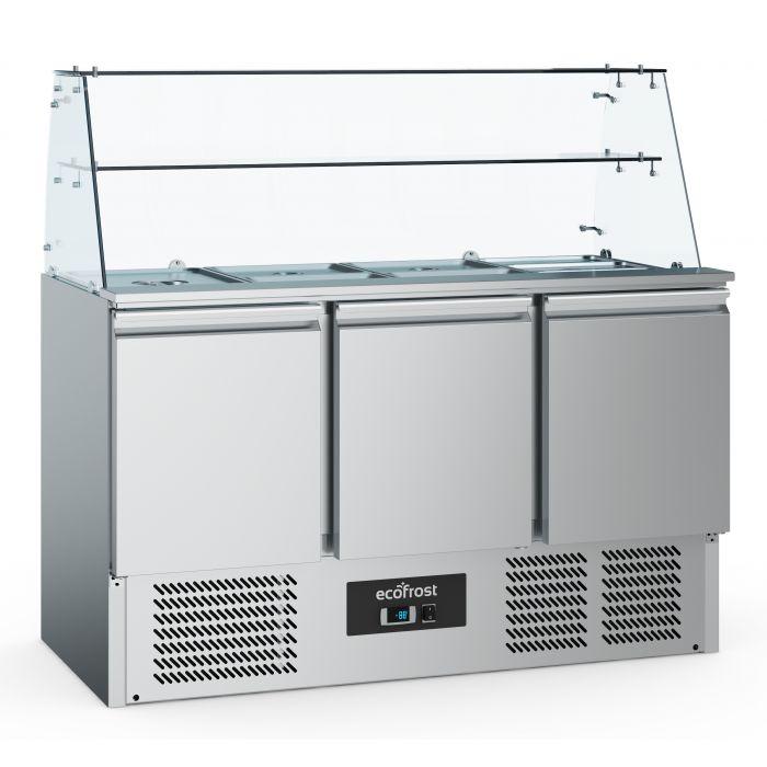 Saladette réfrigérée vitrée avec étagère 3 portes - 368L - 7950.5110_0