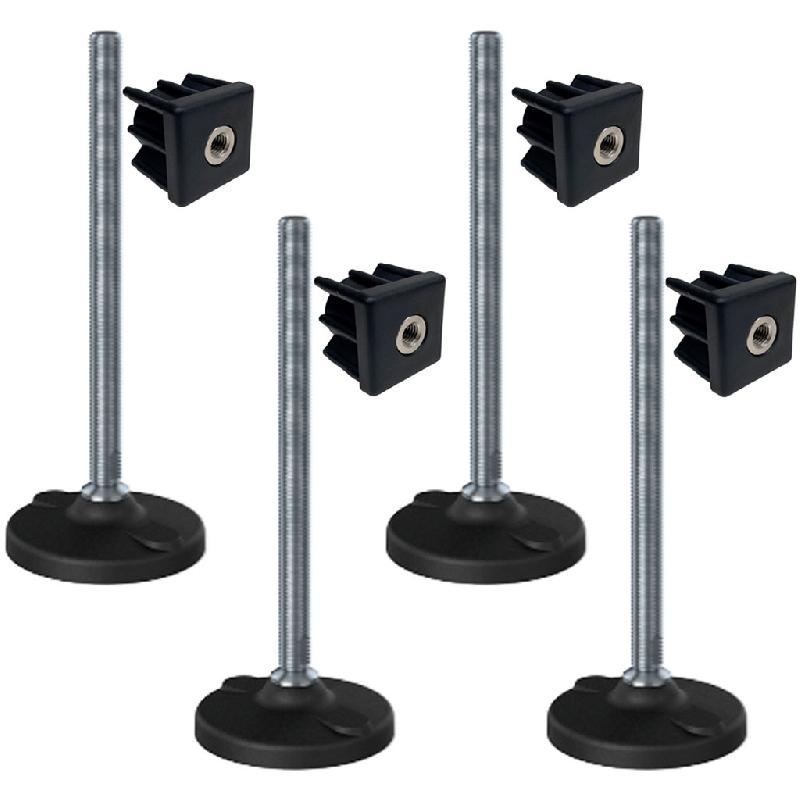Pieds en acier inoxydable 16x230x100mm, plastique avec trous+inserts 50x50x2.0mm -Set of 44_0
