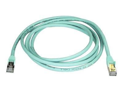 STARTECH.COM 2M CAT6A ETHERNET CABLE, 10 GIGABIT SHIELDED SNAGLESS RJ45 100W POE PATCH CORD, CAT 6A 10GBE STP NETWORK CABLE W/STRAIN RELIEF, AQUA, FLUKE TESTED/UL CERTIFIED WIRING/TIA - CATEGORY 6A - 26AWG (6ASPAT2MAQ) - CORDON DE RACCORDEMENT - 2 M - TUR