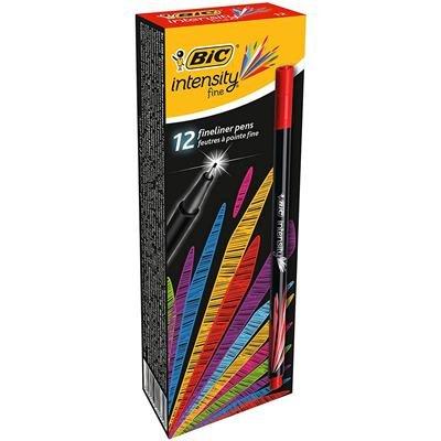 STYLO FEUTRE BIC INTENSITY POINTE FINE CORPS NOIR VERNI COULEURS ROUGE LOT 12 UNITES
