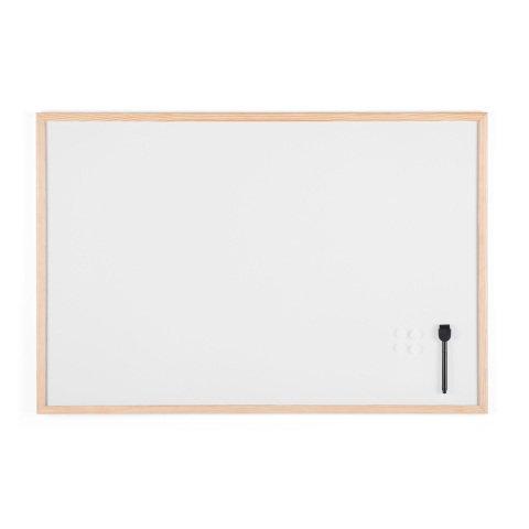 TABLEAU BLANC BASIC DE BI-OFFICE, SURFACE MAGNÉTIQUE, CADRE EN BOIS NATUREL, 90 X 60 CM
