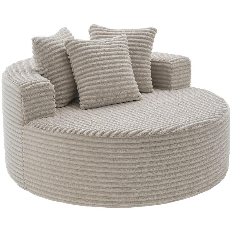 TecTake GmbH tectake Fauteuil de détente, LOVE, velours côtelé, mousse haut de gamme à haute densité, pas de montage, velours côtelé beige - mu_0