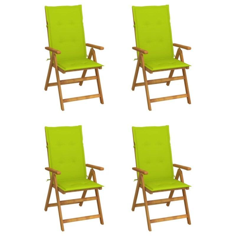 VidaXL Chaises Inclinables De Jardin Lot De 4 Et Coussins Bois Acacia - vert 8720286296073_0