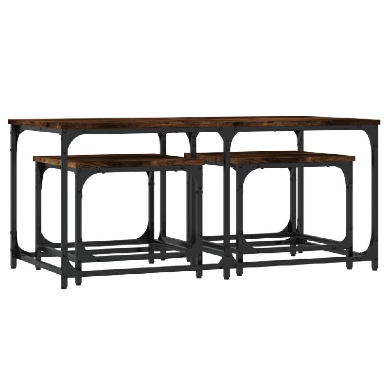 VidaXL Tables basses gigognes 3 pcs chêne fumé bois d'ingénierie Modèle Atlas Master Mixte - 835391_0