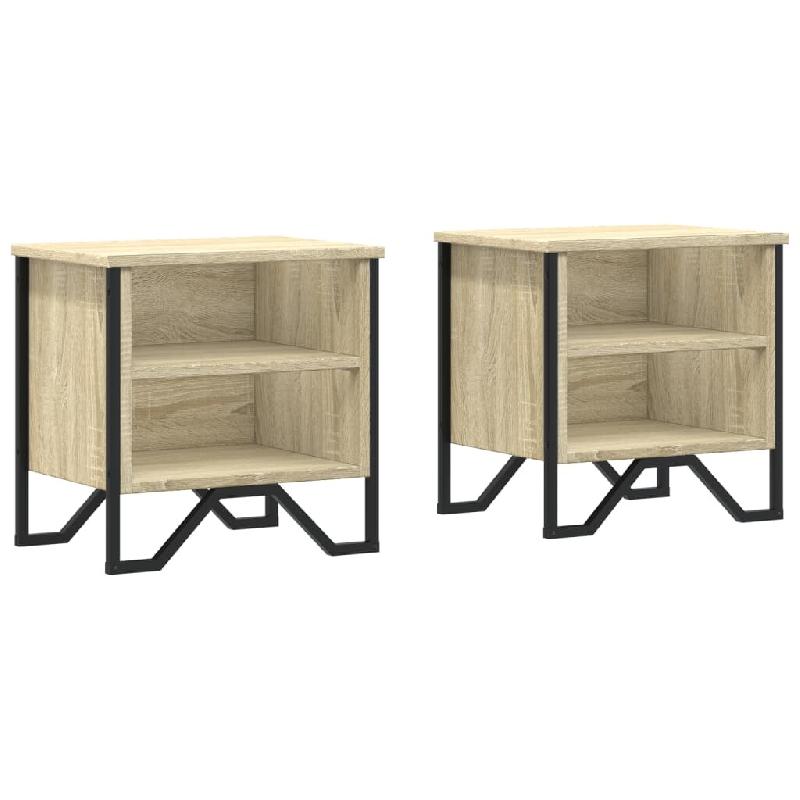 VidaXL Tables de chevet 2pcs chêne sonoma 40x30x40cm bois d'ingénierie – Modèle Uniforme Bois - 848497_0
