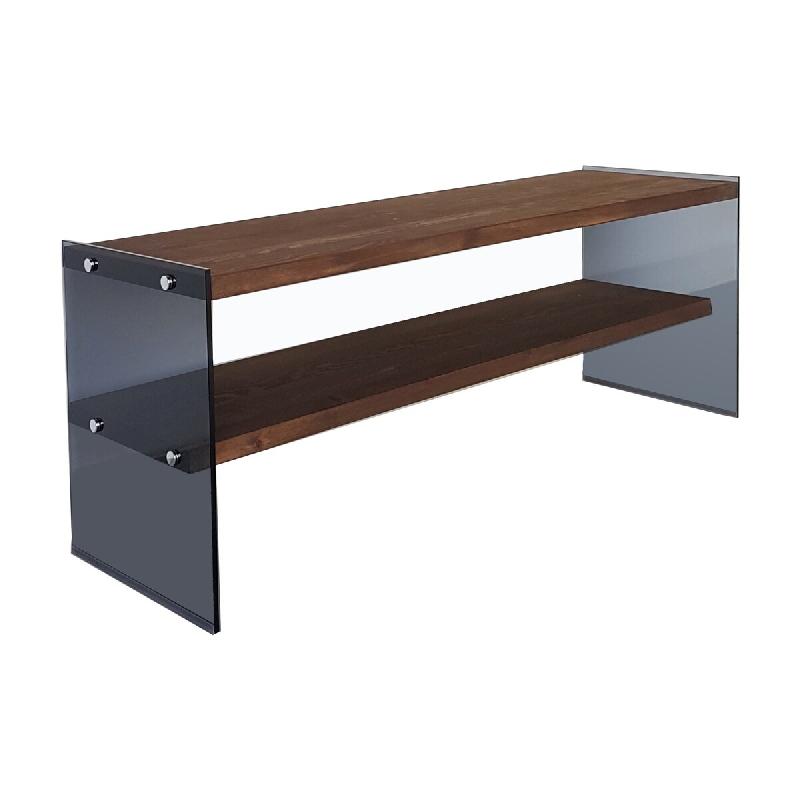 WellHome - Meuble TV en pin massif couleur noyer 120x45x35 cm - marron WH1516_0