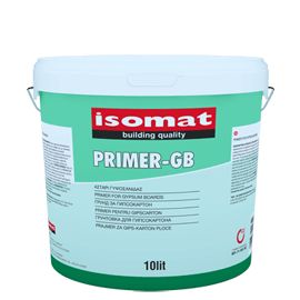 0205/6 - primer-gb - primaire pour les plaques de plâtre - isomat - a base d'eau - consommation : 10-12 m²/l/couche_0