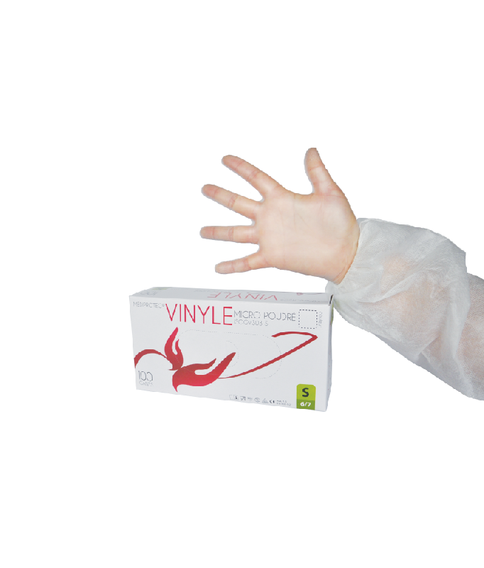100 gants d'examens anti-virus à usage unique CE en vinyle poudré - GVPIN-IM03/VR_0