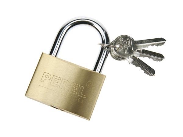 Cadenas 40 mm Velleman SLK40 - Corps en laiton massif et anse en acier chromé, fourni avec 3 clés_0
