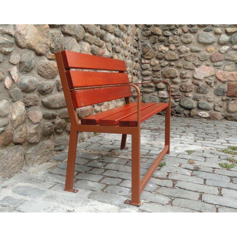 Banc public de ville SILAOS® - Spécial Séniors en chêne certifié PEFC avec rehausse et accoudoirs adaptés_0
