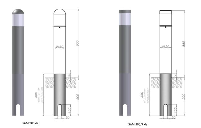Borne lumineuse d'éclairage public - SAM 900/P - HID, halogène, fluorescente - 23-100W - Aluminium anodisé - 0.9m_1