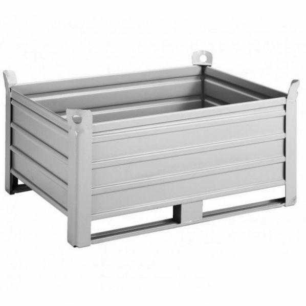 Caisse-palette métallique en tôle - semelles 800 x 1200 mm - robuste et gerbable - Marque Rolléco_0