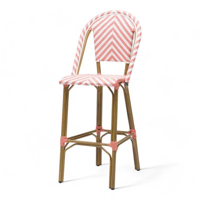 Chaise de bar RIVOLI - Chevrons roses et blancs - EA125_0