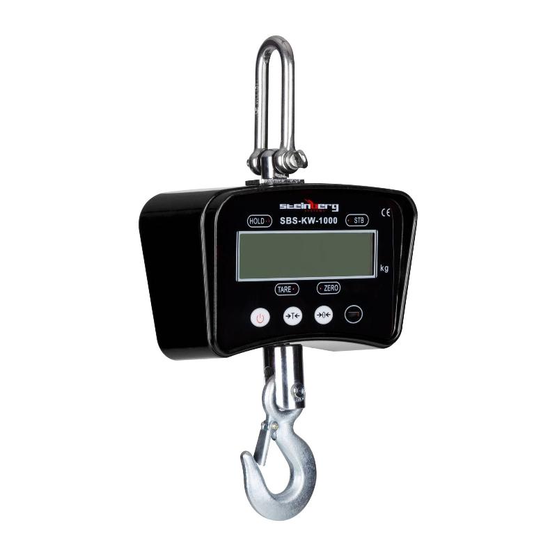 Crochet peseur industriel professionnel noir - 1000 kg / 0,5 kg - Aluminium coulé - Écran LCD 35 mm - Classe III_0