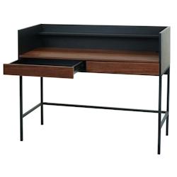 Décoshop26 - Bureau table d'ordinateur avec 2 tiroirs et espace de rangement 120x50 cm MDF aspect noyer et métal 04_0006057 - 3000261621355_0