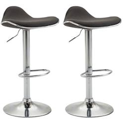 Décoshop26 - Lot de 2 tabourets de bar assise ergonomique en tissu gris foncé pied en trompette en métal 10_0004410 - gris 3000252088884_0