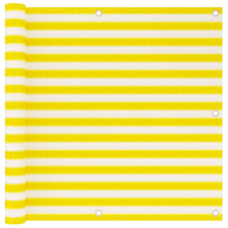 ÉCRAN DE BALCON BRISE PARE VUE PROTECTION CONFIDENTIALITÉ 90 X 500 CM PEHD JAUNE ET BLANC 02_0010216_0