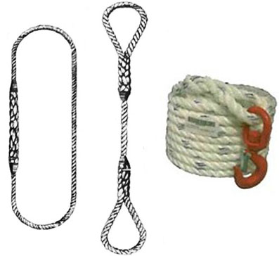 Élingues corde - épissées en polypropylène, chanvre ou sans fin - cordes à poulies et chablots_0