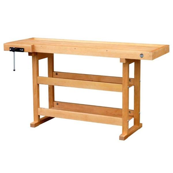 Établi bois 1,50 m - plateau bois multiplis avec mâchoire bois et vis acier - 11582940_0