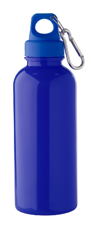 Gourde en plastique 600 ml - avec mousqueton - couleur bleu foncé_0