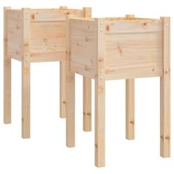 Helloshop26 - Jardinière bac lit surélevé plantes fleurs jardin terrasses d'extérieur lot de 2 40 x 40 x 70 cm bois de pin massif 02_0038899 - 300_0