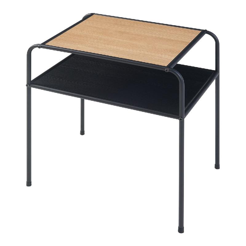 Helloshop26 - Table d'appoint avec plateau rectangulaire et étagère métal MDF 55 x 51 x 36 cm noir effet chêne 03_0010918 - noir métal 3000225480134_0
