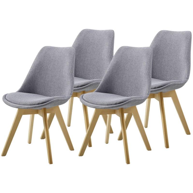 Lot de 4 chaises BUBBLE en velours gris clair pour salle à manger