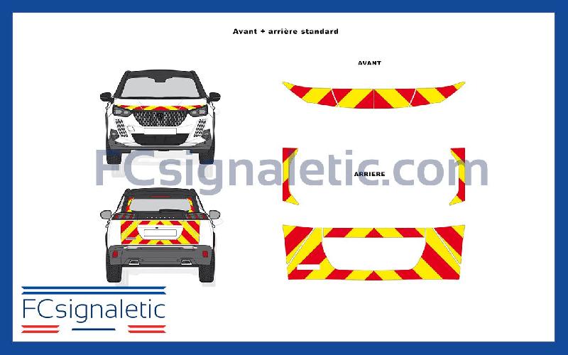 Kit sérigraphie balisage prédécoupé avant/arrière standard jaune/rouge classe B pour véhicules légers_0