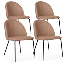 Oviala Business Lot de 4 chaises en textile enduit marron clair - marron textile 108101_0