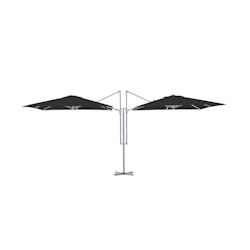 METRO Professional Parasol à deux bras, acier/polyester, 2,5 x 2,5 m, protection contre les rayons UV, imperméable, avec doublure, anthracite/platin_0