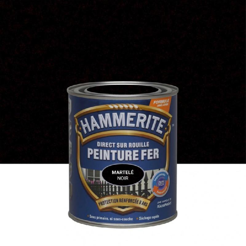 Peinture fer extérieur direct sur rouille HAMMERITE - Noir martelé 0.75 L - Protection et décoration des métaux ferreux_0
