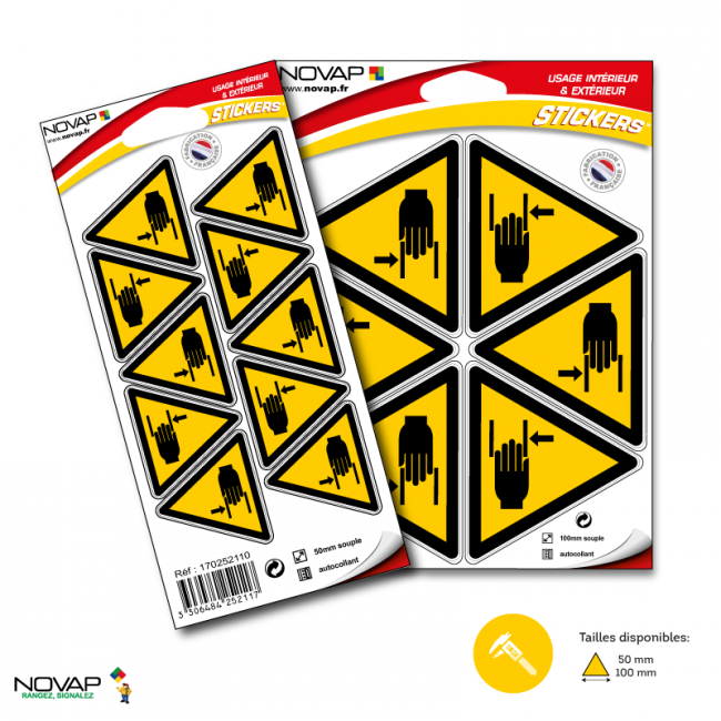 Planches de 6 panneaux adhésifs triangles 100x100x100 mm dangers - PADTPN-NV02/DECM_0