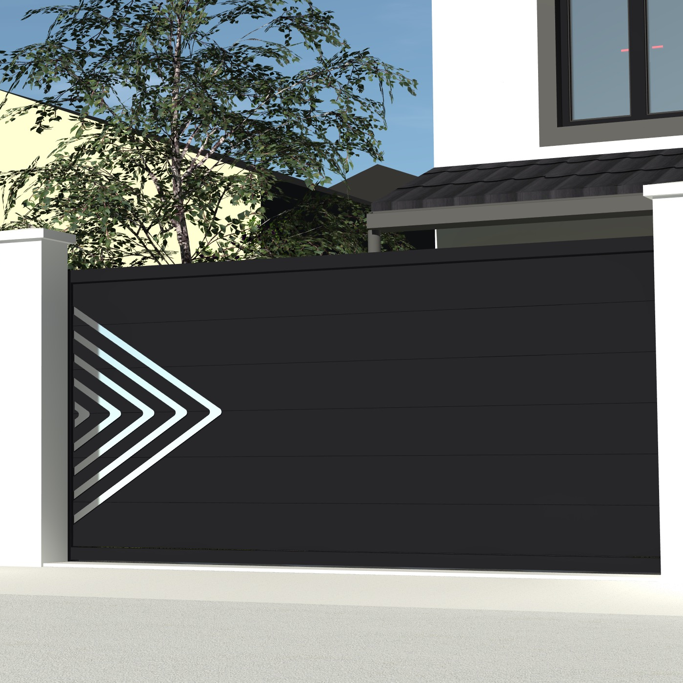 Portail coulissant Madère - simple vantail, droit et plein en aluminium - design contemporain et label Qualicoat_0
