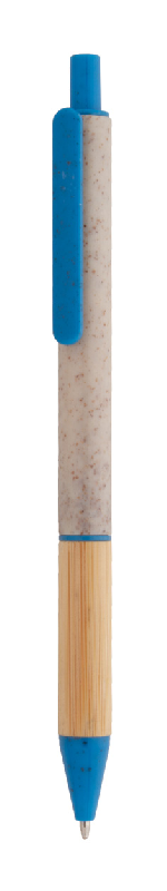 Stylo bille écologique - paille de blé et grip en bambou - encre bleue_0