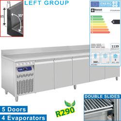 Table frigorifique murale ventilée 5 portes GN 1/1 - 700 litres - Groupe à gauche - DT274/R2AGX_0