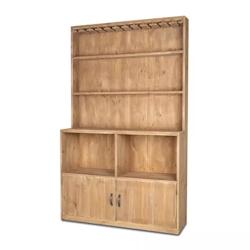 TRADIS Etagère d'exposition bouteilles et verre, 4 niveaux, bois massif - beige Bois massif 3701468413650_0