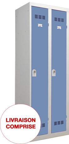 VESTIAIRE INDUSTRIE PROPRE 1 CASE 2 COLONNES L.30 CM BLEU