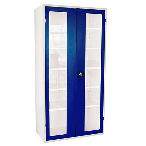 Armoire d'atelier haute - Portes transparentes - Dimensions 2000x1000x460-540-660 mm - Charge 200 kg par tablette_0