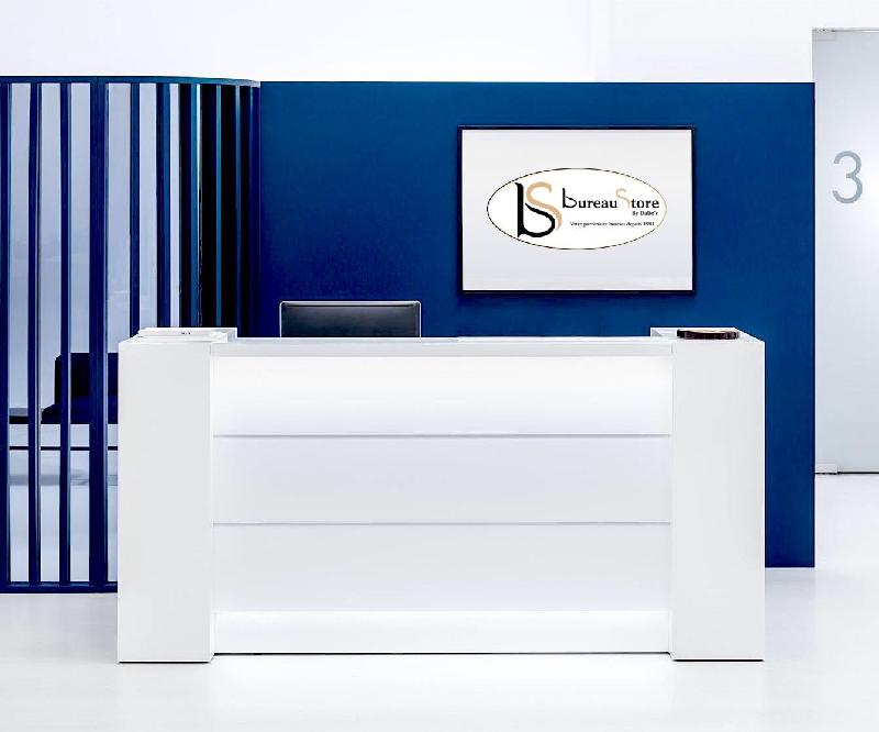 Bureau d'accueil avec rangement Valde - MDD - Blanc brillant, 292_1