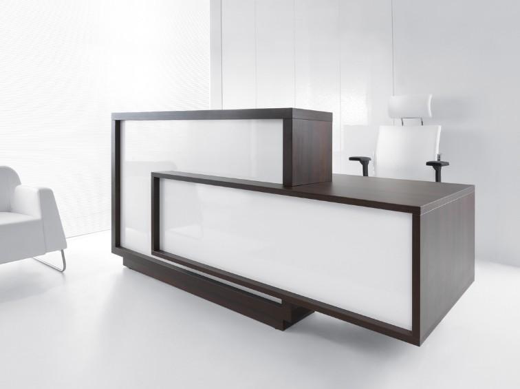 Bureau d'accueil original modèle Foro - MDD - Blanc, Wengé, A droite_1