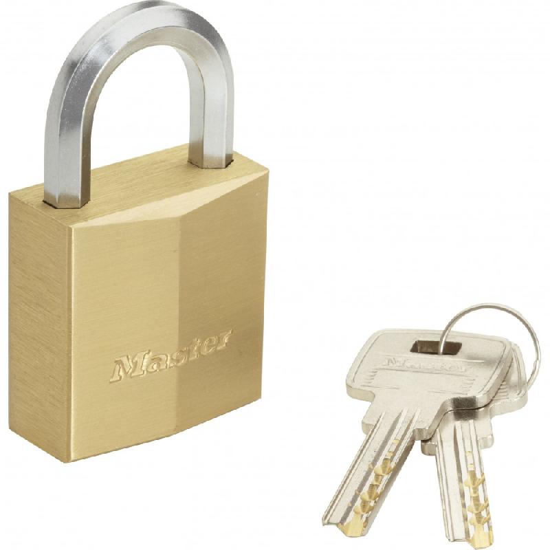 Cadenas à clé MASTER LOCK - laiton massif, largeur 40 mm - anse en acier cémenté et 4 clés réversibles_0