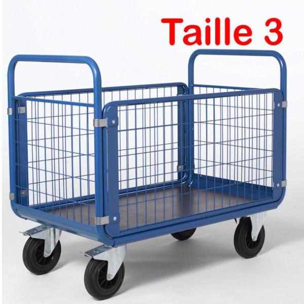 Chariot de manutention 4 côtés grillagés - Jusqu'à 500 kg - Rolléco_0